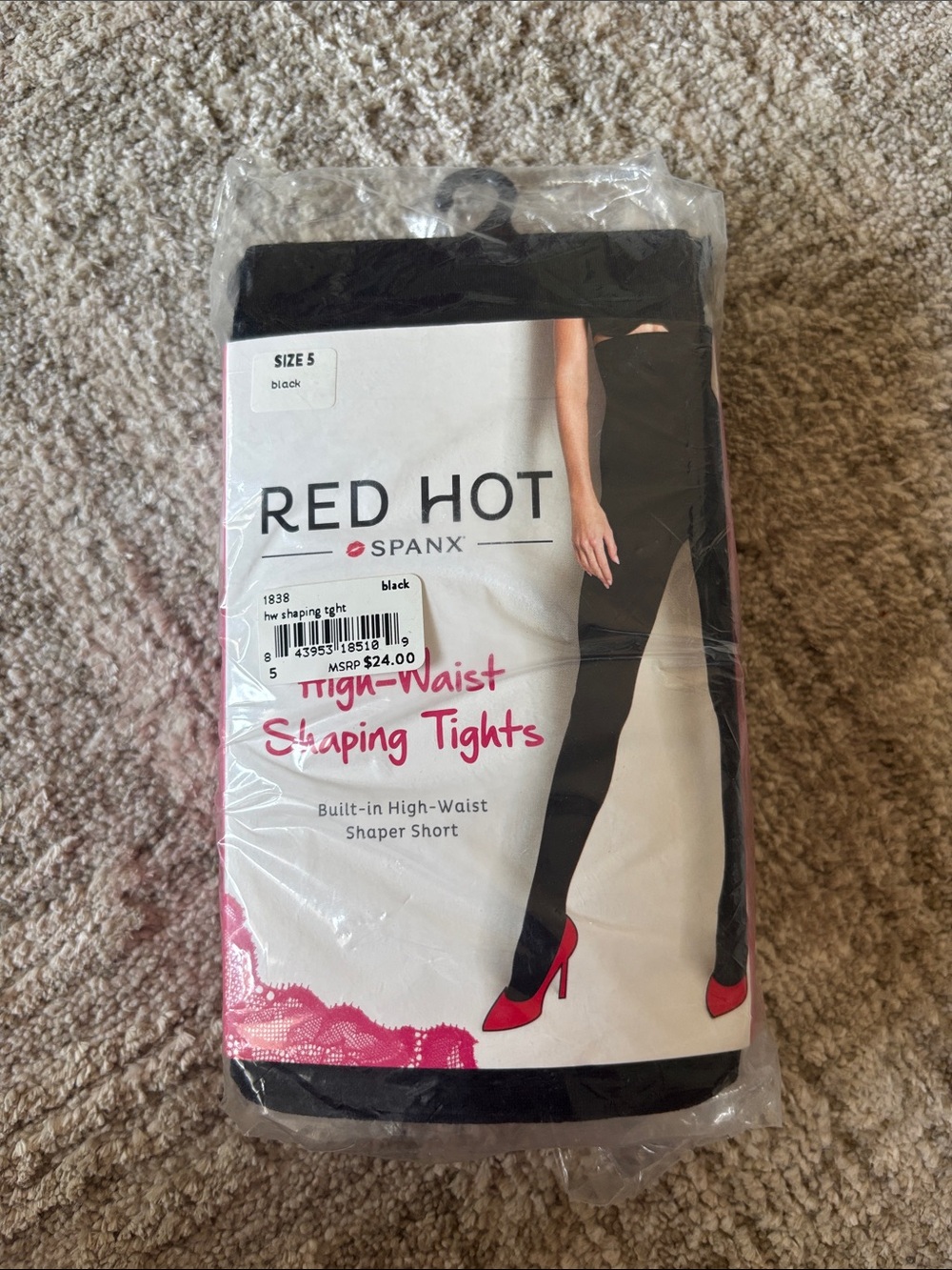 SPANX Black Red Hot High-Waist Shaping Tights